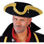 Georgian - Tricorn Hat - Black & Gold